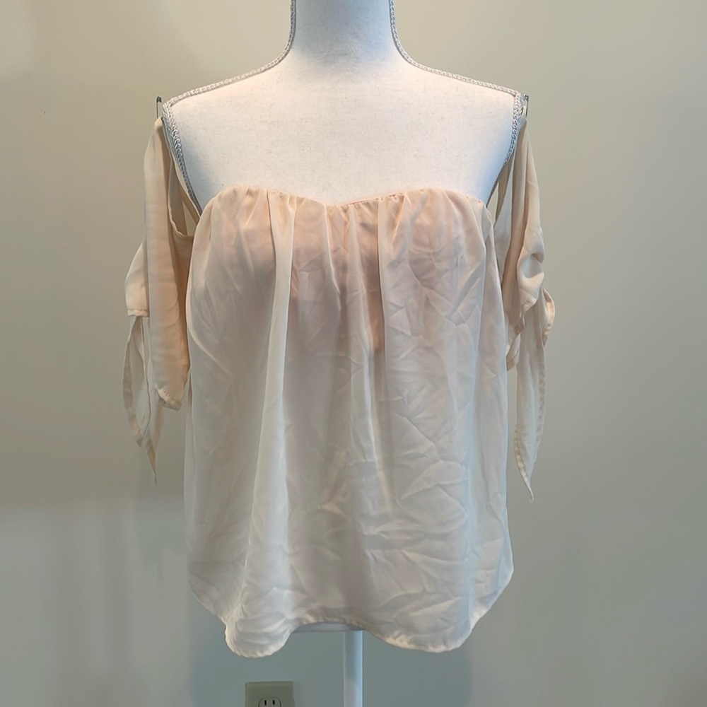 DNA Brand Pale Pink Open Shoulder Top With Tie Cuffs